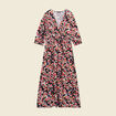 Robe longue évasée fluide noir femme