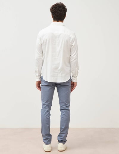 Chemise droite en coton manches longues ecru homme