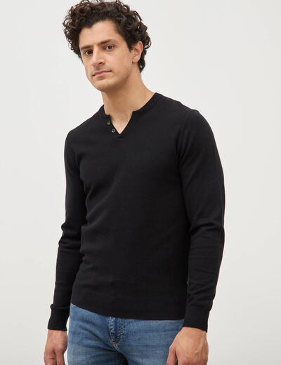 Pull manches longues noir homme