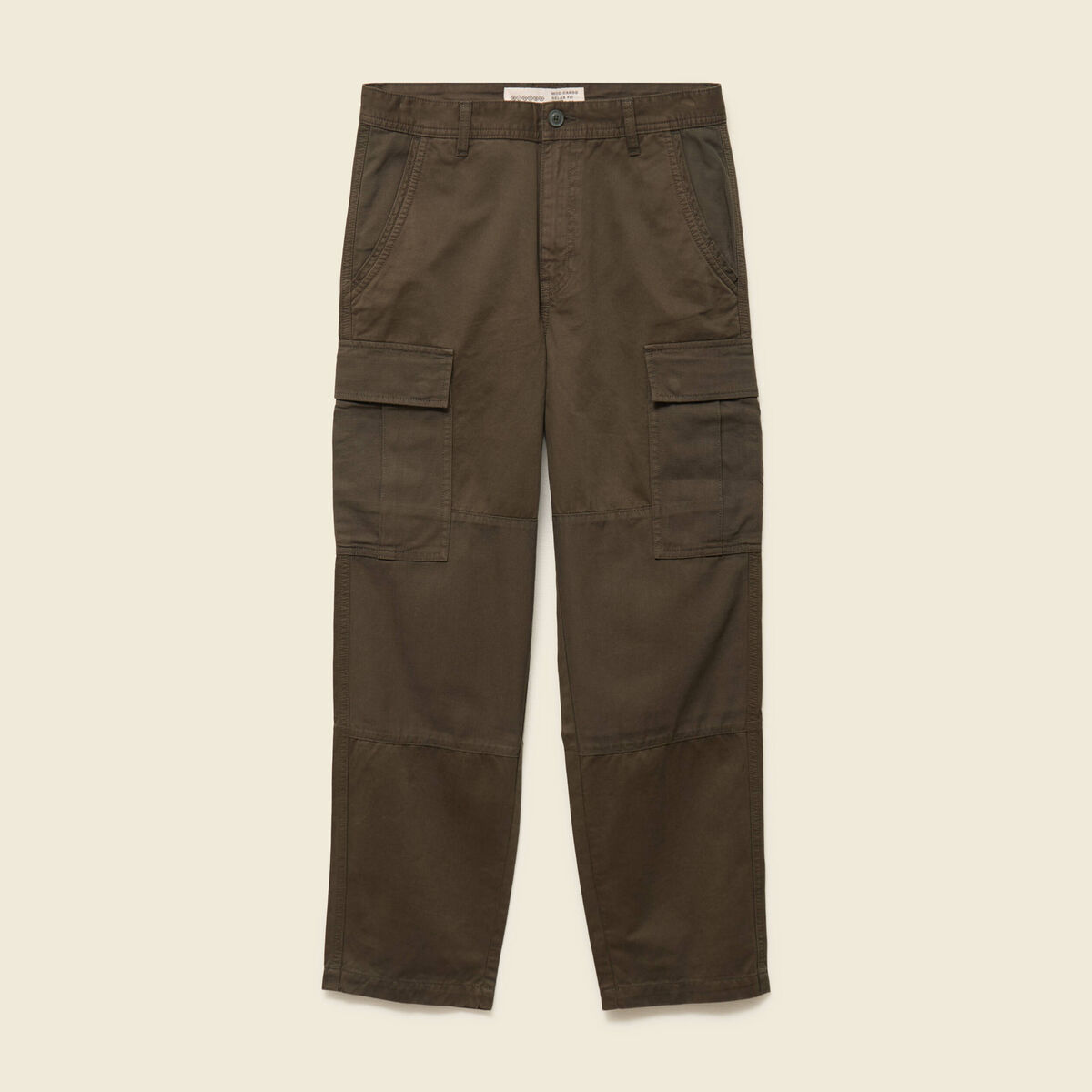 Pantalon cargo battle bi-mati&egrave;re coton vert kaki homme