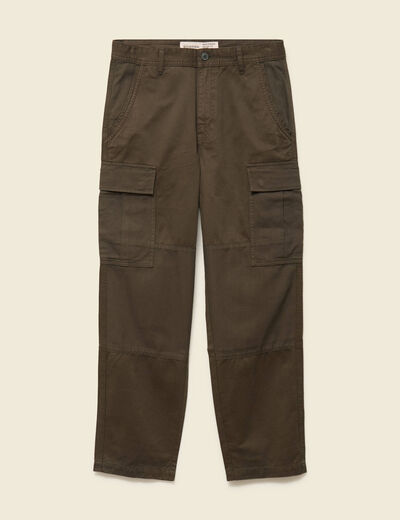Pantalon cargo battle bi-mati&egrave;re coton vert kaki homme