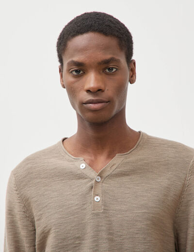 Pull manches longues taupe homme