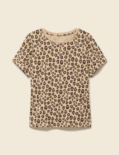 T-shirt manches courtes beige moyen femme