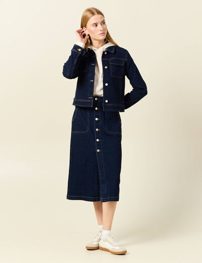 Veste en jean droite denim brut femme