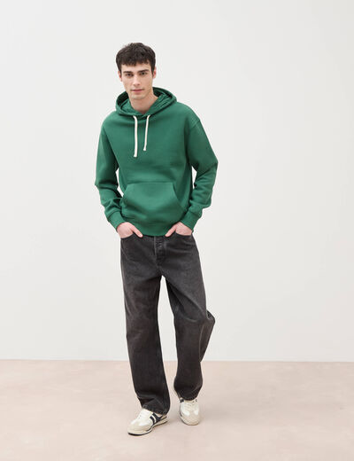 Sweat &agrave; capuche vert homme