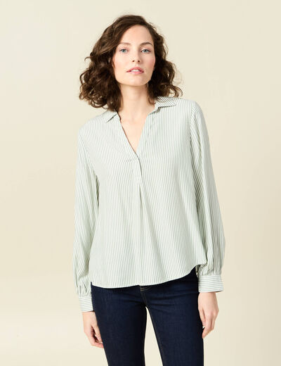 Blouse manches longues vert olive femme