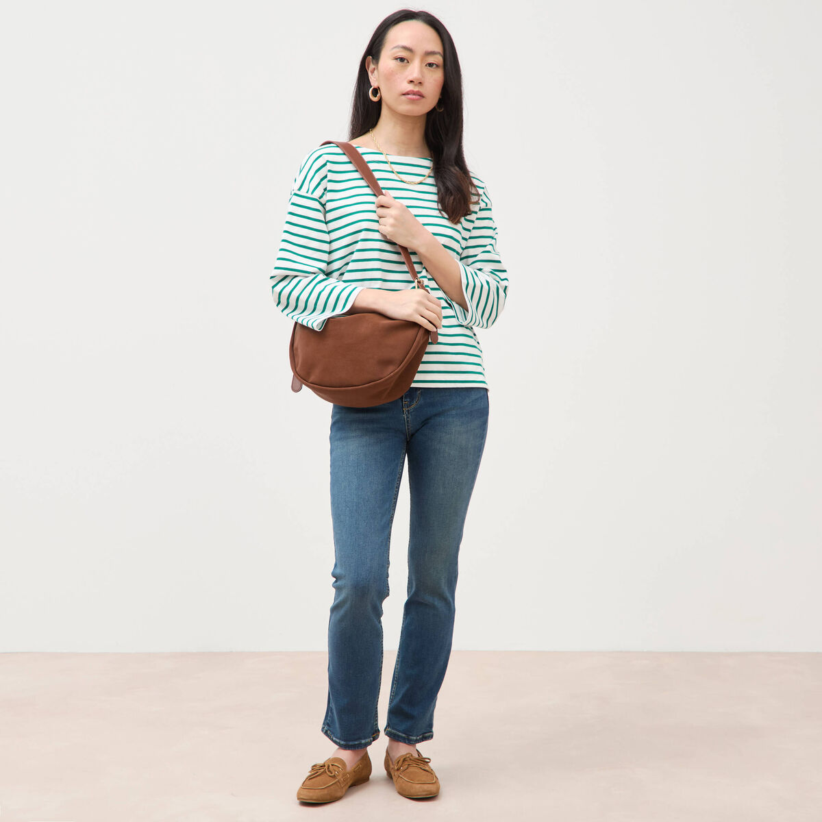 Jeans regular 7/8&egrave;me denim stone femme