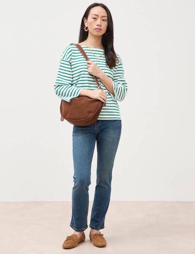 Jeans regular 7/8&egrave;me denim stone femme