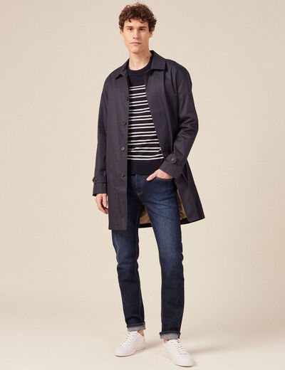 Pull manches longues bleu marine homme