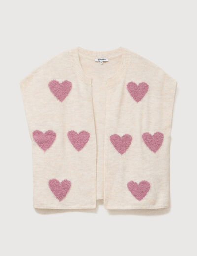 Gilet droit sans manches col rond creme femme