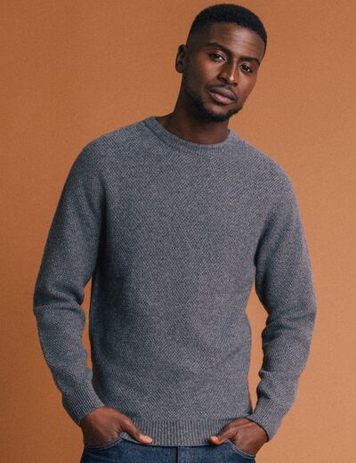 Pull manches longues fabriqu&eacute; en France gris fonc&eacute; homme