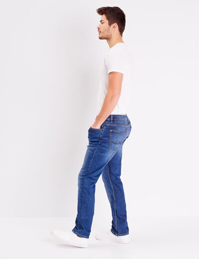 Jeans straight 5 poches denim stone homme