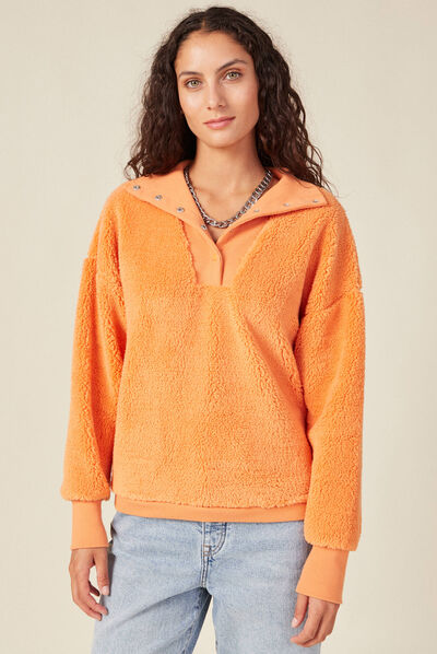 Sweat éco-responsable orange clair femme