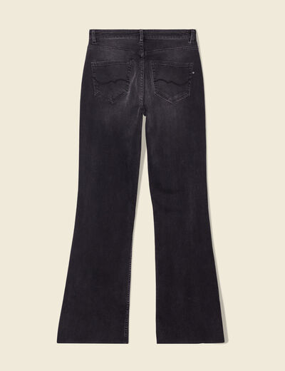 Jeans flare fendu denim gris femme