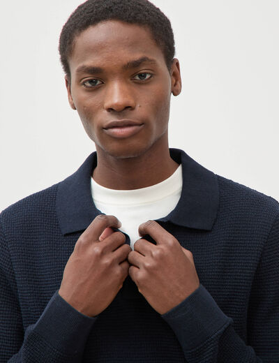 Pull manches longues bleu marine homme