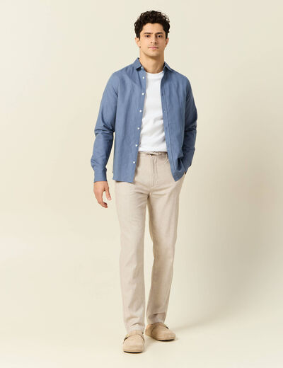 Chemise manches longues bleu foncé homme