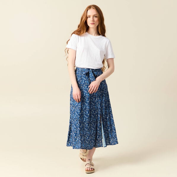 jupe longue evasee bleu femme Jupe longue évasée bleu femme