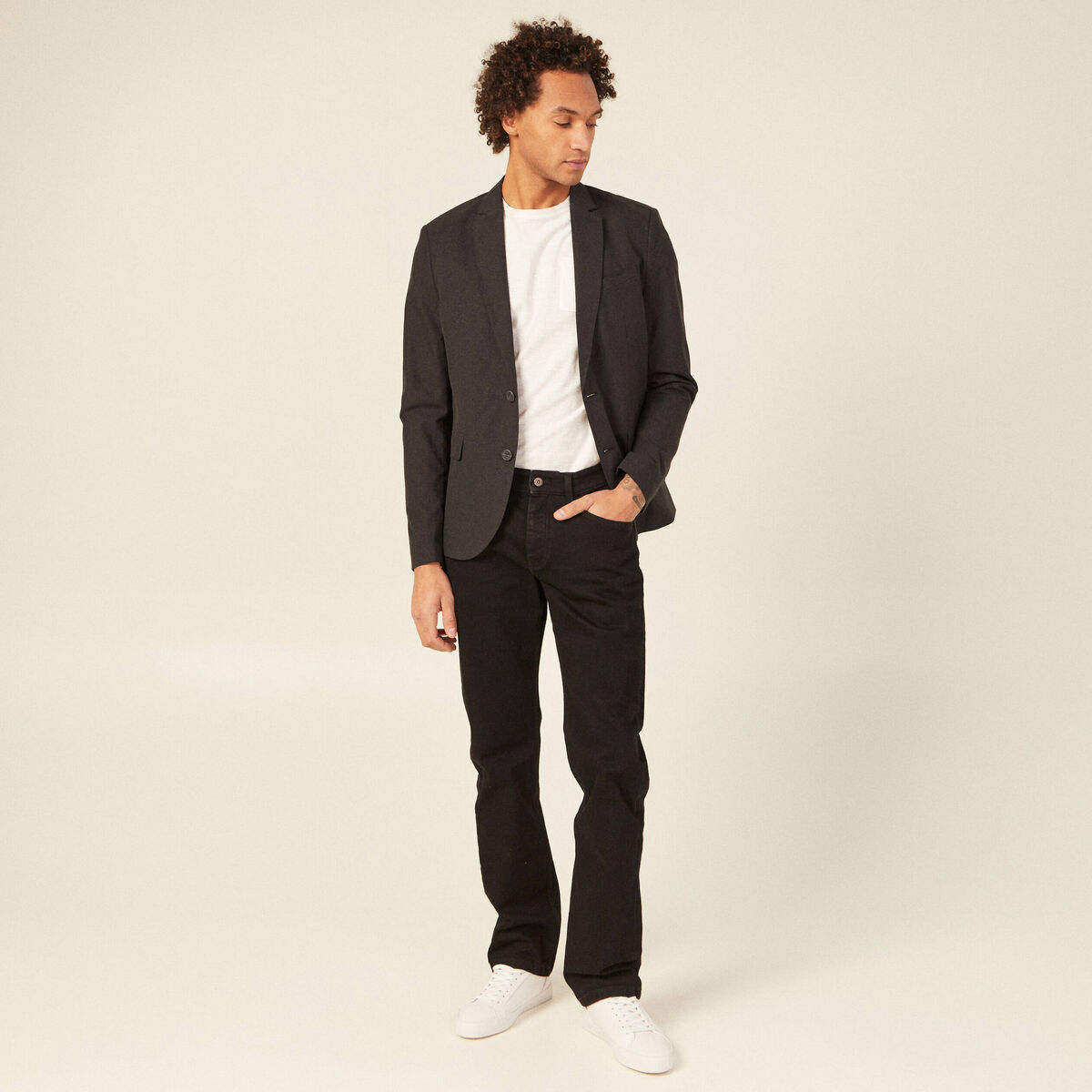 Veste blazer boutonnée noir homme