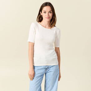 T-shirt manches courtes ecru femme
