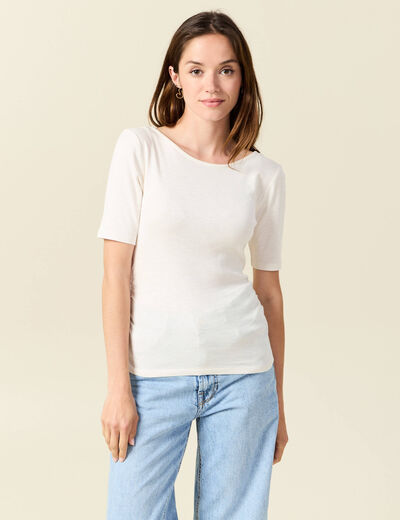 T-shirt manches courtes ecru femme