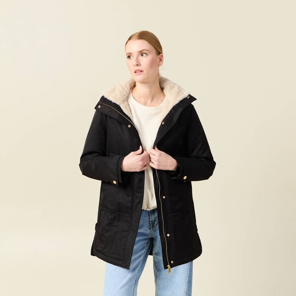 parka droite a capuche noir femme Parka droite à capuche noir femme