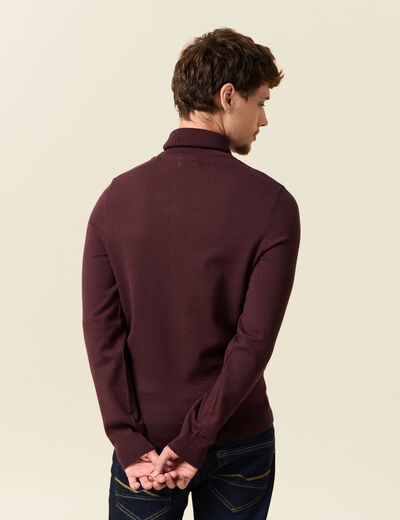 Pull droit court manches longues bordeaux homme