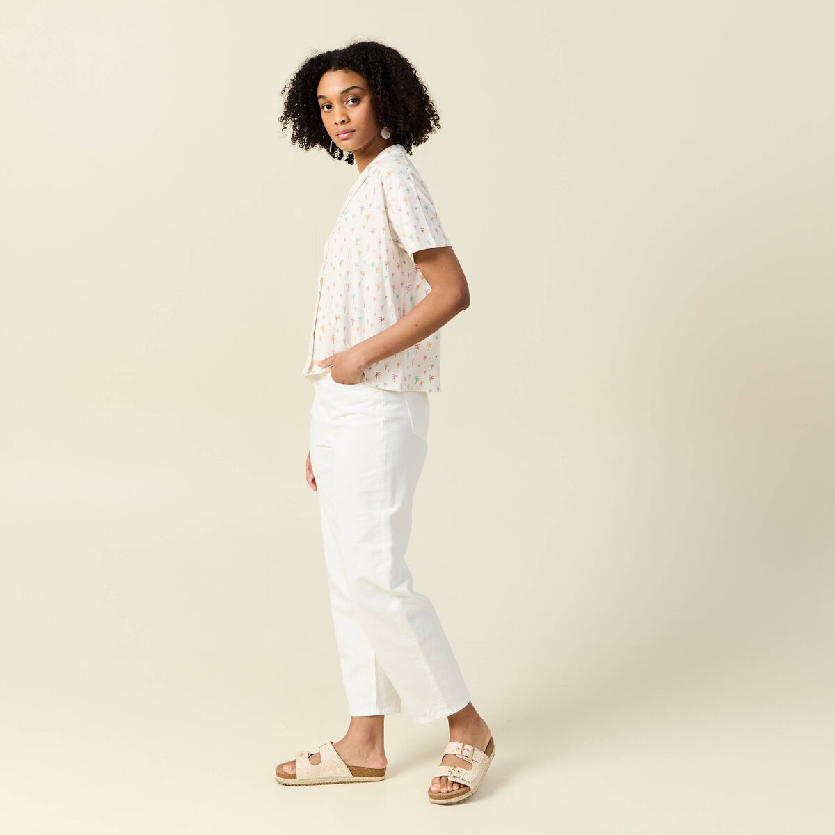 T-shirt manches courtes brodé blanc femme