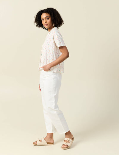 T-shirt manches courtes brodé blanc femme