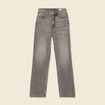 Jeans straight taille haute denim gris clair femme