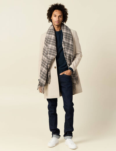 Manteau long boutonné beige homme