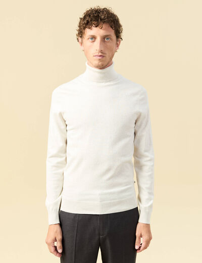 Pull droit court manches longues ecru homme