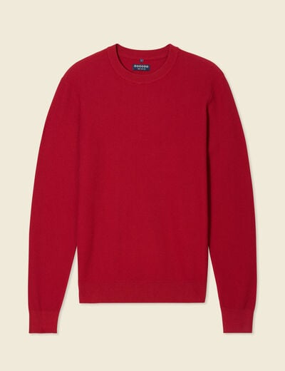 Pull fin col rond manches longues rouge fonc&eacute; homme