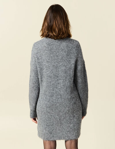 Robe pull droite avec boutons gris clair femme