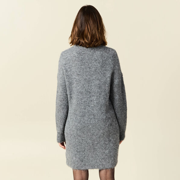 Robe pull droite avec boutons gris clair femme