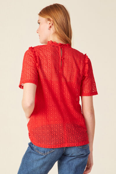 T-shirt manches courtes rouge femme