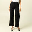 Jeans large taille haute denim noir femme