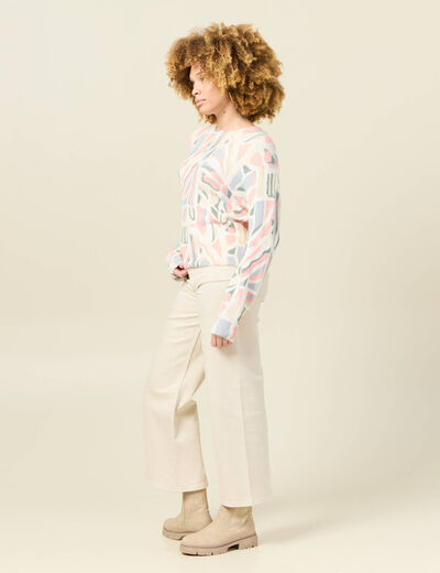 Pull manches longues ecru femme