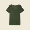 T-shirt manches courtes brillant vert kaki femme
