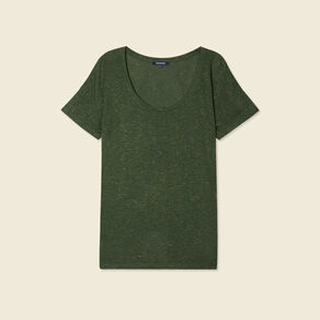 t shirt manches courtes brillant vert kaki femme T-shirt manches courtes brillant vert kaki femme