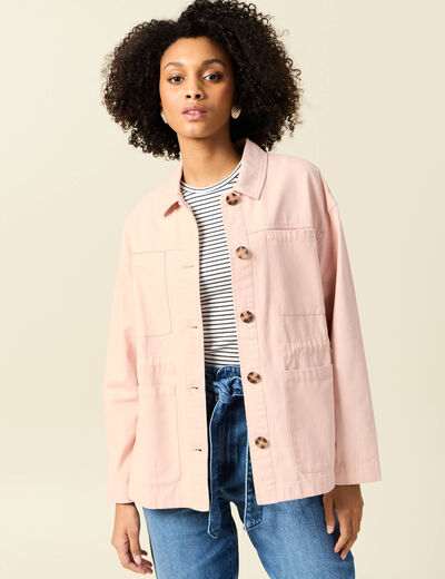Surchemise oversize rose clair femme