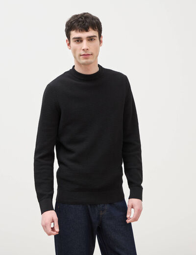 Pull col rond noir homme