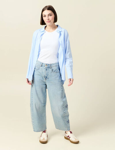 Débardeur cintré court col rond blanc femme