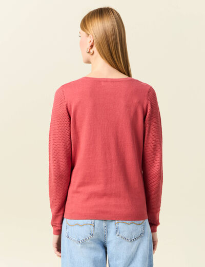 Pull à manches longues rose framboise femme