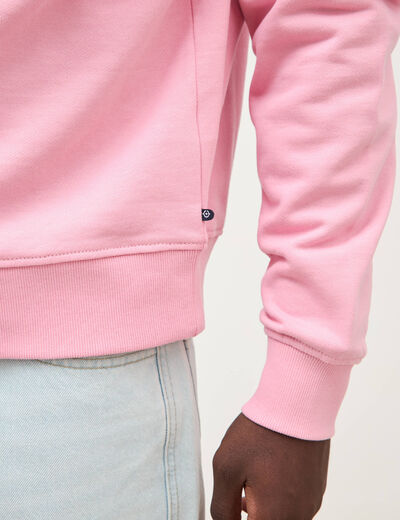Sweat col rond manches longues en coton rose homme