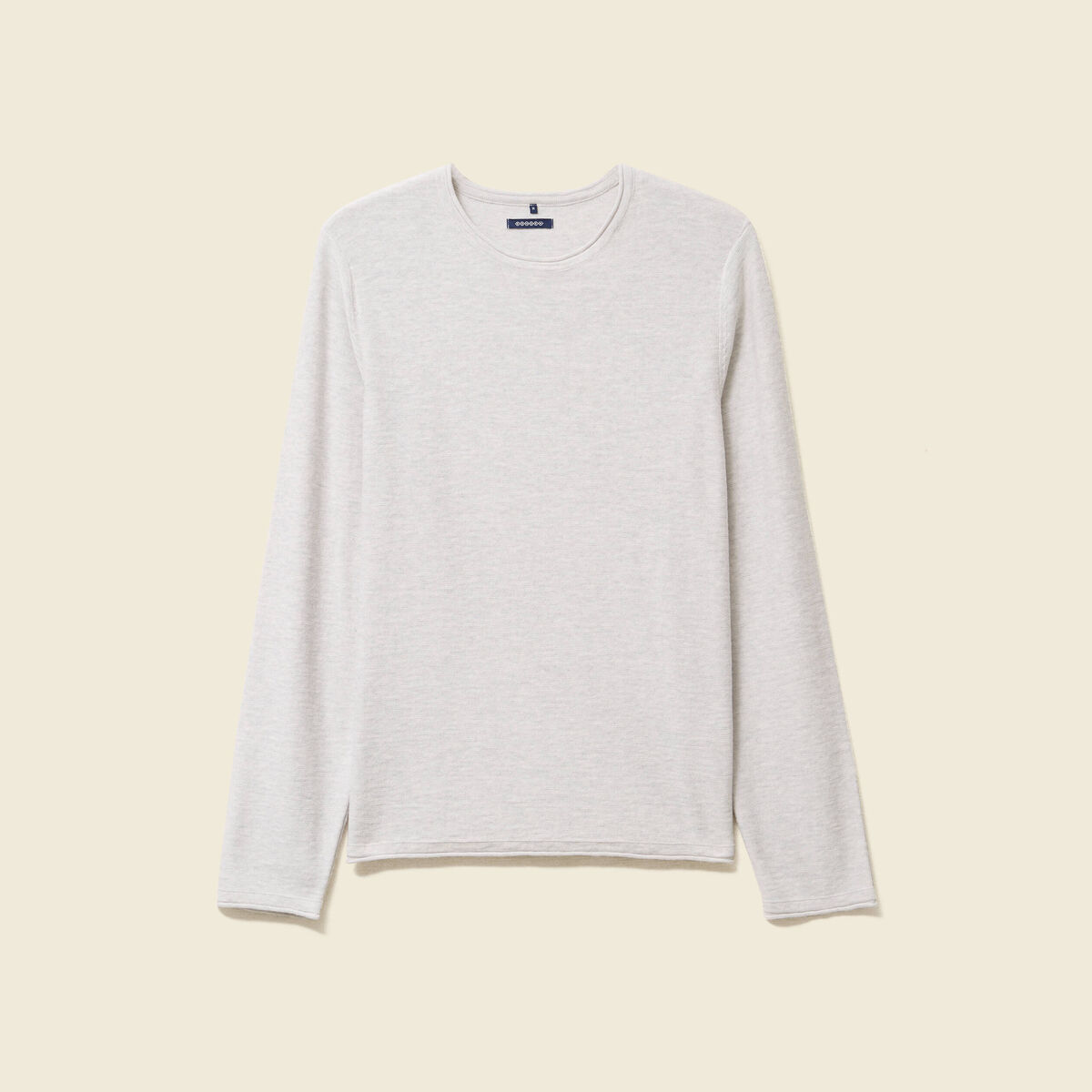 Pull fin en coton manches longues ecru homme