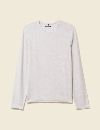 Pull fin en coton manches longues ecru homme