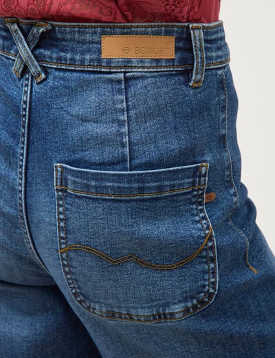 Jeans large taille haute denim stone femme