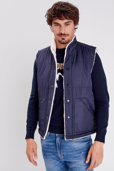 Blouson droit réversible bleu marine homme