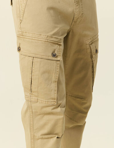 Pantalon cargo droit beige homme