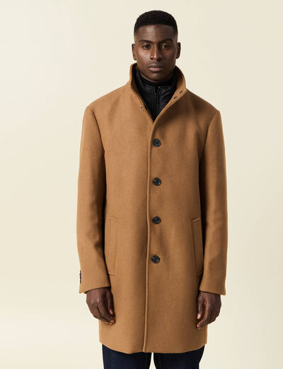 Manteau ajusté boutonné marron homme